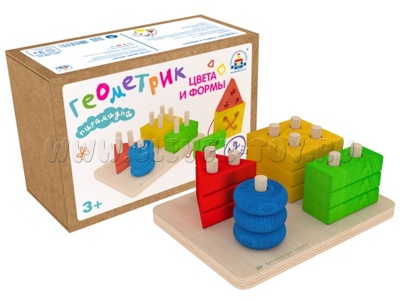 Пирамидка деревянная "Геометрик. Цвета и формы" (остатки)