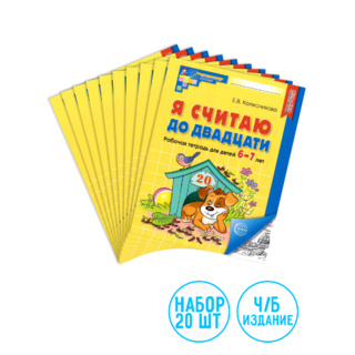 Набор рабочих тетрадей 20 шт. Я считаю до двадцати Для детей 6-7 лет ФГОС ДО (2024) Ч/Б